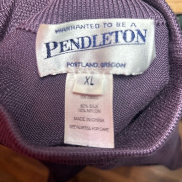 Pendleton Mock Neck Silk Blend Sweater Women’s Size XL Purple Office Business - Picture 5 of 6